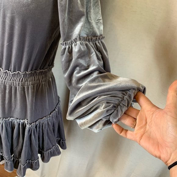 MISA Los Angeles Gray Velvet Offthe Shoulder Dress - Picture 5 of 16